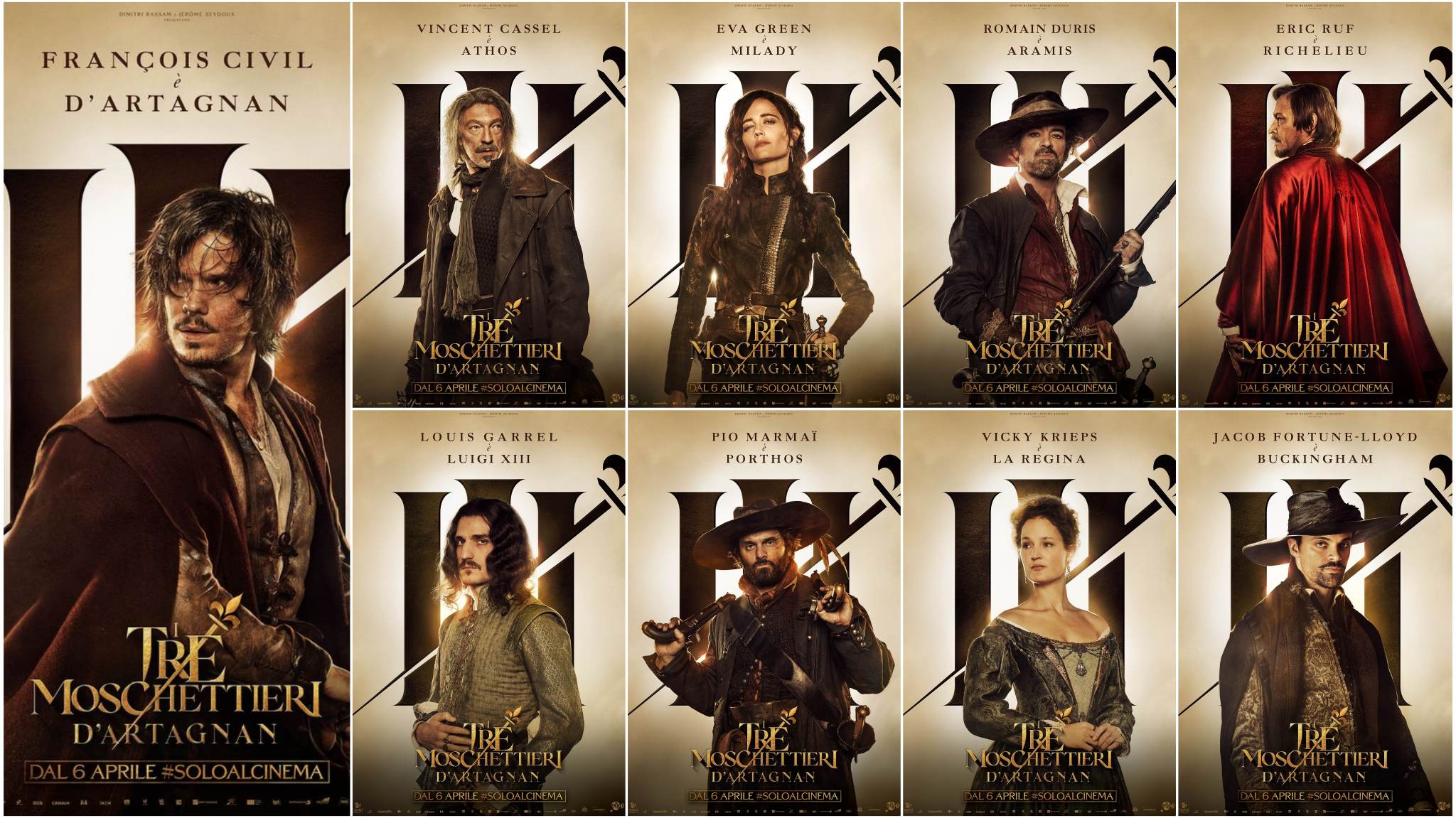 I Tre Moschettieri – D’Artagnan: i poster dedicati ai protagonisti