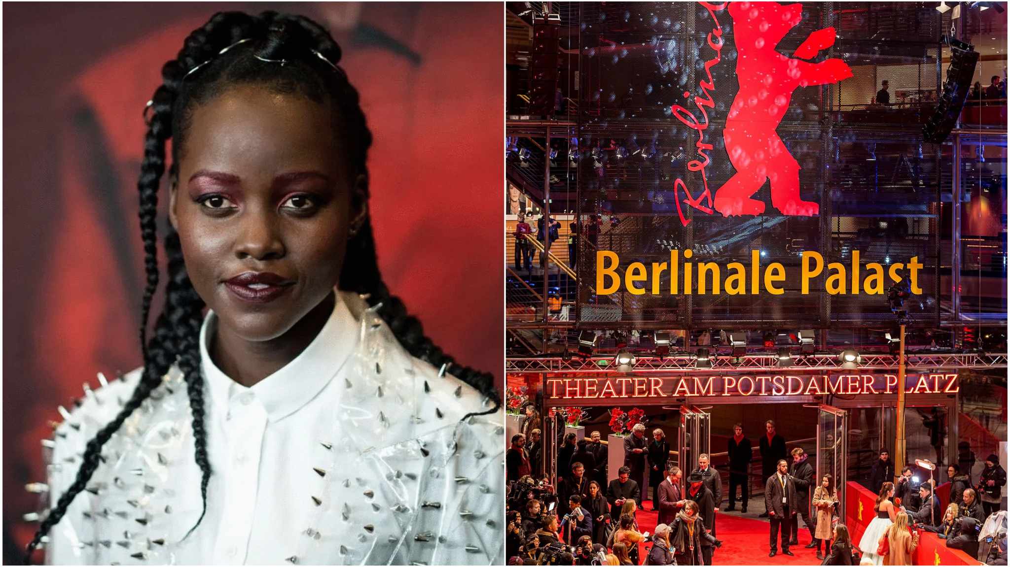 collage immagini Lupita Nyong'o e Festival di Berlino