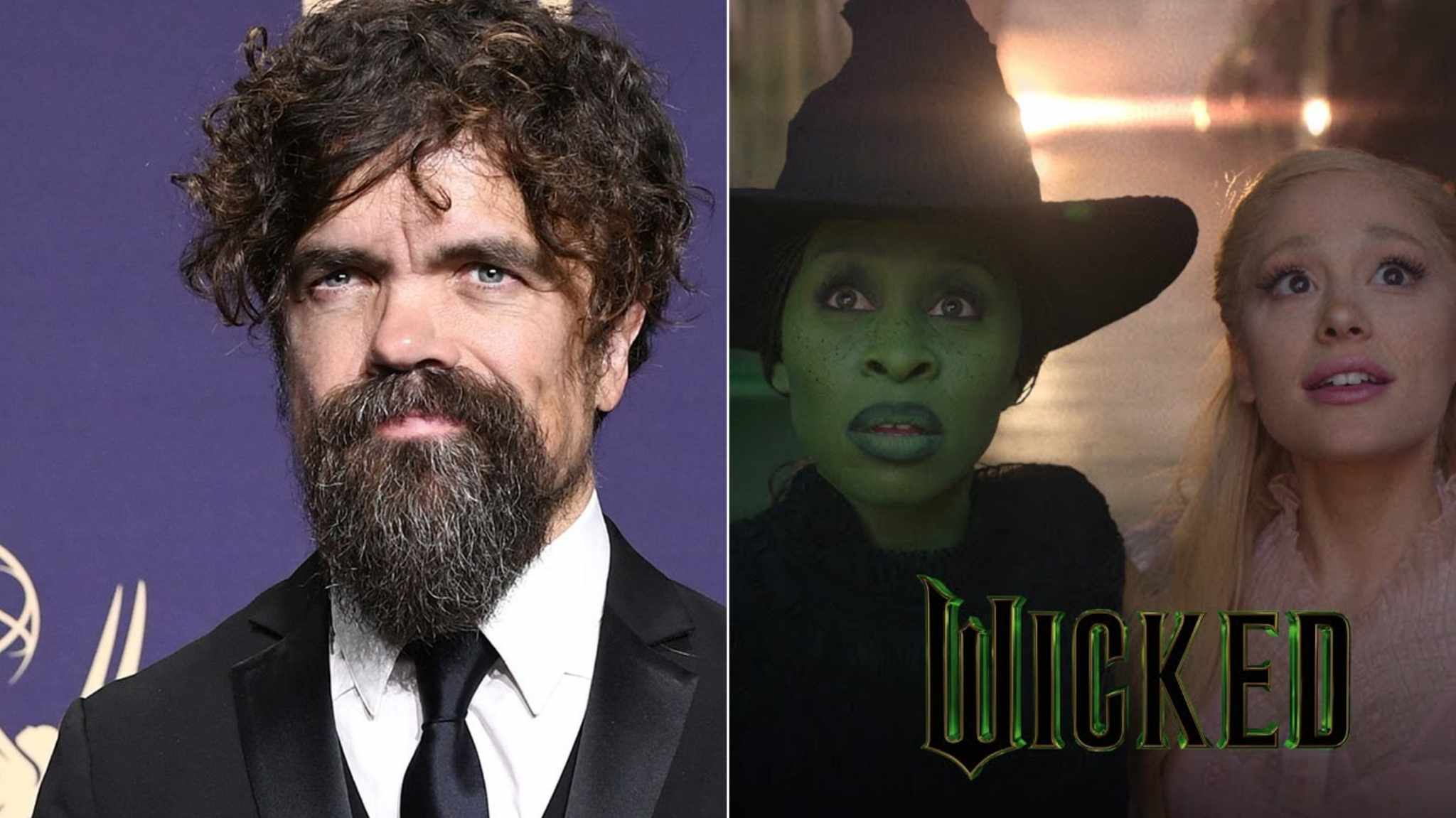 collage immagini peter dinklage adattamento wicked