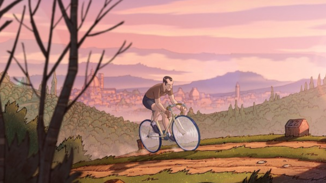 La Bicicletta di Bartali: il poster dell’animazione di Enrico Paolantoni da agosto nei cinema