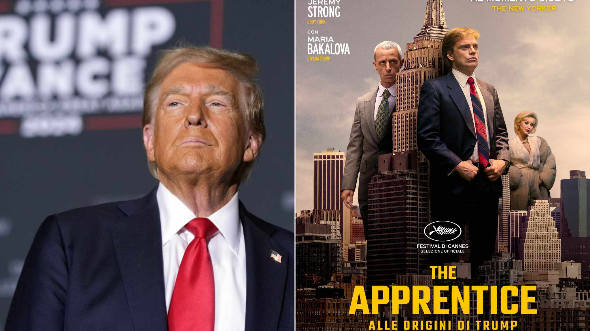 cover immagini donald trump e poster the apprentice