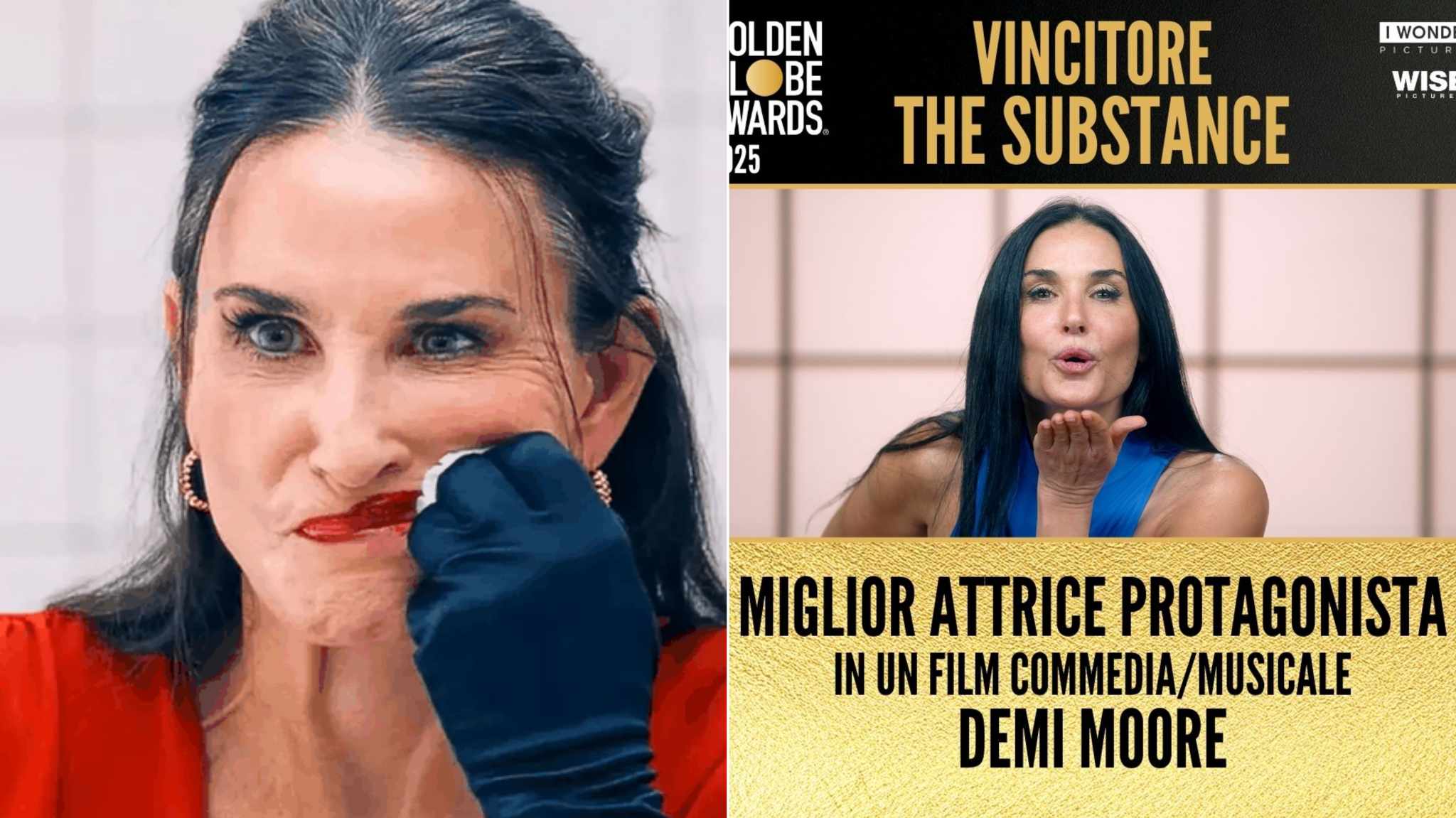 cover immagini golden globe 2025 demi moore